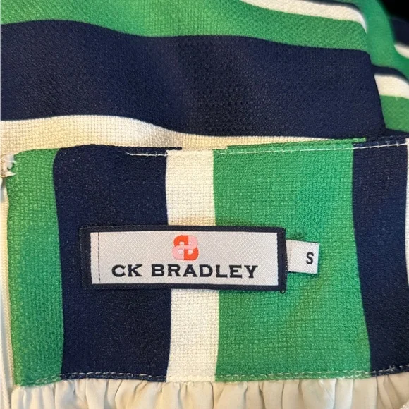CK BradleyExquisite Striped Green and Navy Maxi Timeless‎ Skirt - Picture 2 of 5